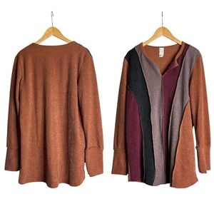 Tunic Sweater Brown Colorblock 7th Ray